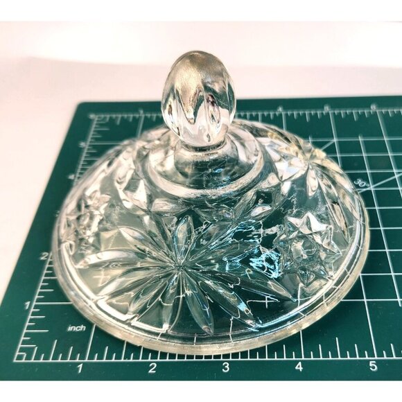 Anchor Hocking  Star Of David Clear Pressed Glass Candy Dish With Lid - Picture 5 of 10